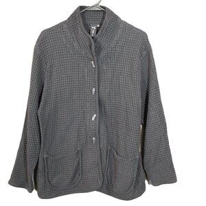 Focus Casual Life Woman's Jacket Size LARGE, Black, Rectangular Buttons, Pocket